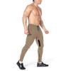 imageBROKIG Men Fitted Gym SweatpantsCasual Slim Workout Jogger Pants with Zipper Pocket Bodybuilding Athletic Tapered PantsBeige