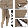 imageBROKIG Men Fitted Gym SweatpantsCasual Slim Workout Jogger Pants with Zipper Pocket Bodybuilding Athletic Tapered PantsBeige