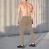 imageBROKIG Men Fitted Gym SweatpantsCasual Slim Workout Jogger Pants with Zipper Pocket Bodybuilding Athletic Tapered PantsBeige