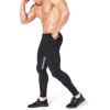 imageBROKIG Men Fitted Gym SweatpantsCasual Slim Workout Jogger Pants with Zipper Pocket Bodybuilding Athletic Tapered PantsBlack