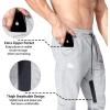 imageBROKIG Men Fitted Gym SweatpantsCasual Slim Workout Jogger Pants with Zipper Pocket Bodybuilding Athletic Tapered PantsGray