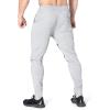 imageBROKIG Men Fitted Gym SweatpantsCasual Slim Workout Jogger Pants with Zipper Pocket Bodybuilding Athletic Tapered PantsGray