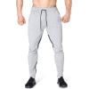 imageBROKIG Men Fitted Gym SweatpantsCasual Slim Workout Jogger Pants with Zipper Pocket Bodybuilding Athletic Tapered PantsGray