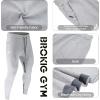 imageBROKIG Men Fitted Gym SweatpantsCasual Slim Workout Jogger Pants with Zipper Pocket Bodybuilding Athletic Tapered PantsGray