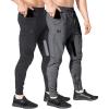 imageBROKIG Men Fitted Gym SweatpantsCasual Slim Workout Jogger Pants with Zipper Pocket Bodybuilding Athletic Tapered Pants LargeBlackDark Grey