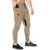 imageBROKIG Men Fitted Gym SweatpantsCasual Slim Workout Jogger Pants with Zipper Pocket Bodybuilding Athletic Tapered PantsBeige