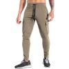 imageBROKIG Mens Cargo Workout Joggers Pants Tapered Gym Athletic Tactical Slim Sweatpants Men with PocketsBlackBeige