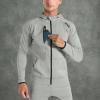 imageBROKIG Mens WindBreak Lightweight Running Jackets with Zip Pocket Workout Track Hoodie Athletic Gym Sweatshirts MenLight Grey