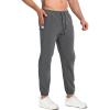 imageBROKIG Mens Tapered Gym Joggers Lightweight Training Cuffed Sweatpants Zipper Pocket Slim Fit Athletic Running PantsDark Grey