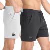 imageBROKIG Mens Ziplock Running Shorts 2 PackElastic Lightweight Workout Shorts for MenStretch Slim Gym Short PocketsBlacklight Gray
