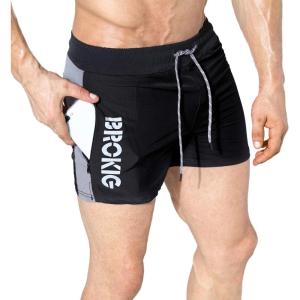 imageBROKIG Mens 5quot Gym Bodybuilding Shorts Lightweight Fitness Weightlifting Workout Short with Zipper PocketsBlack