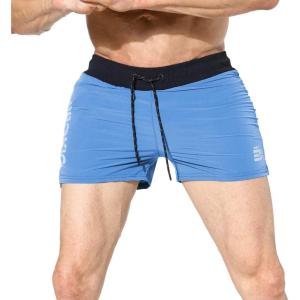imageBROKIG Mens 5quot Gym Bodybuilding Shorts Lightweight Fitness Weightlifting Workout Short with Zipper PocketsLight Blue