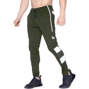 imageBROKIG Mens Strike White Workout Gym Athletic Jogger Pants Lightweight Running Sweatpants for Men with PocketsArmy Green