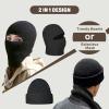 imageBROKIG 2 in 1 Balaclava Ski Mask Beanie Black Ski Face Mask Winter Warm Skull Cap Beanie Hats for Men Women Headwear2 Pack Black