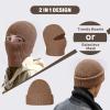 imageBROKIG 2 in 1 Balaclava Ski Mask Beanie Black Ski Face Mask Winter Warm Skull Cap Beanie Hats for Men Women Headwear2 Pack Blackbeige