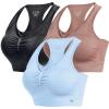 imageBROKIG 4Able Lift Contour Sports Bra for Women Wirefree Seamless Padded Medium Support Workout Gym Racerback Yoga BrasDark Greylight Bluepink