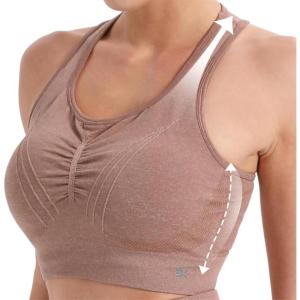 imageBROKIG 4Able Lift Contour Sports Bra for Women Wirefree Seamless Padded Medium Support Workout Gym Racerback Yoga BrasPink