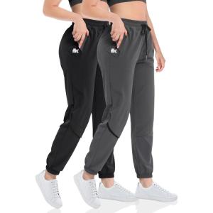 imageBROKIG Womens Lightweight Joggers PantsCasual Gym Running Workout Sweatpants with PocketsBlackdark Gray