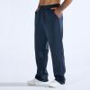 imageBROKIG Mens Wide Leg Sweatpants Zip PocketsLoose Fit Tall Athletic Open Bottom Workout Sweat Pants Lounge Pants for MenXLargeNavy Blue