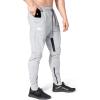 imageBROKIG Men Fitted Gym SweatpantsCasual Slim Workout Jogger Pants with Zipper Pocket Bodybuilding Athletic Tapered PantsLight Grey