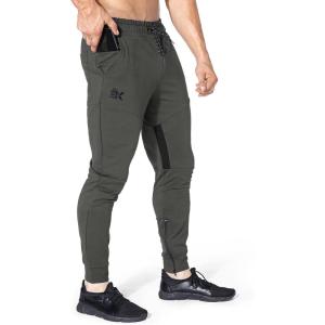 imageBROKIG Men Fitted Gym SweatpantsCasual Slim Workout Jogger Pants with Zipper Pocket Bodybuilding Athletic Tapered PantsOliver Grey