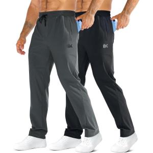 imageBROKIG Mens LightArmor Workout Sweatpants with Zip PocketStretch Gym Joggers Running Sweat Pants Athletic Pants for MenBlackDark Gray
