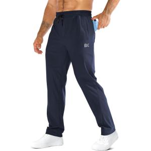imageBROKIG Mens LightArmor Workout Sweatpants with Zip PocketStretch Gym Joggers Running Sweat Pants Athletic Pants for MenNavy Blue