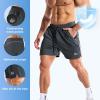 image:imageBROKIG Mens LightArmor Gym Shorts with PocketFitted Quick Dry 5 Inch Inseam Athletic Shorts for Workout ExerciseBlackDark Grey