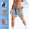 image:imageBROKIG Mens LightArmor Gym Shorts with PocketFitted Quick Dry 5 Inch Inseam Athletic Shorts for Workout ExerciseLight Grey