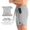 image:imageBROKIG Mens LightArmor Gym Shorts with PocketFitted Quick Dry 5 Inch Inseam Athletic Shorts for Workout ExerciseLight Grey