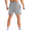 image:imageBROKIG Mens LightArmor Gym Shorts with PocketFitted Quick Dry 5 Inch Inseam Athletic Shorts for Workout ExerciseLight Grey