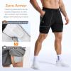 image:imageBROKIG Zero Armor Mens Gym Shorts 7 Inseam Slim Fit AntiChafing Cotton Workout Shorts with Zipper PocketBlackDark Grey