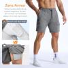 image:imageBROKIG Zero Armor Mens Gym Shorts 7 Inseam Slim Fit AntiChafing Cotton Workout Shorts with Zipper PocketDark Grey