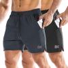image:imageBROKIG Mens LightArmor Gym Shorts with PocketFitted Quick Dry 5 Inch Inseam Athletic Shorts for Workout ExerciseBlackDark Grey