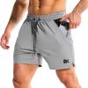 image:imageBROKIG Mens LightArmor Gym Shorts with PocketFitted Quick Dry 5 Inch Inseam Athletic Shorts for Workout ExerciseLight Grey
