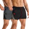 image:imageBROKIG Mens LightArmor Training Gym Shorts with Zip Pocket3 Quick Dry Cooling Summer Running Shorts for Beach WorkoutBlackDark Grey