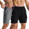 image:imageBROKIG Zero Armor Mens Gym Shorts 7 Inseam Slim Fit AntiChafing Cotton Workout Shorts with Zipper PocketBlackDark Grey