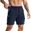 image:imageBROKIG Zero Armor Mens Gym Shorts 7 Inseam Slim Fit AntiChafing Cotton Workout Shorts with Zipper PocketNavy