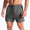 image:imageBROKIG Mens DriArmor Workout Athletic Shorts 5 inch Lightweight Stretch Gym Short with Mesh Zip PocketsDark Grey