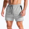 image:imageBROKIG Mens DriArmor Workout Athletic Shorts 5 inch Lightweight Stretch Gym Short with Mesh Zip PocketsLight Grey