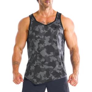 image:imageBROKIG Mens Irregular Gym Tank Tops 3 Pack Lightweight Quick Dry Running Sleeveless Shirts Bodybuilding TeeCamouflage Black
