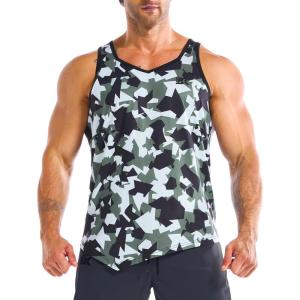 image:imageBROKIG Mens Irregular Gym Tank Tops 3 Pack Lightweight Quick Dry Running Sleeveless Shirts Bodybuilding TeeCamouflage Green