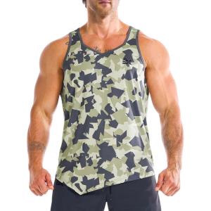 image:imageBROKIG Mens Irregular Gym Tank Tops 3 Pack Lightweight Quick Dry Running Sleeveless Shirts Bodybuilding TeeCamouflage Yellow