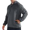 image:imageBROKIG Mens Armzip Casual Hoodie PulloverWaffle Knit Long Sleeve Warm Jacquard Loose Lounge Hooded SweatshirtsBlackgray