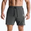 image:imageBROKIG Mens LightArmor Workout Shorts with Zip Pockets Quick Dry Breathable Tennis Running Short for Gym AthleticBlackDark Grey