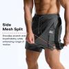 image:imageBROKIG Mens LightArmor Workout Shorts with Zip Pockets Quick Dry Breathable Tennis Running Short for Gym AthleticDark Grey