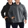 image:imageBROKIG Mens Armzip Casual Hoodie PulloverWaffle Knit Long Sleeve Warm Jacquard Loose Lounge Hooded SweatshirtsBlackgray