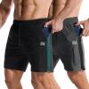 image:imageBROKIG Mens LightArmor Workout Shorts with Zip Pockets Quick Dry Breathable Tennis Running Short for Gym AthleticBlackDark Grey