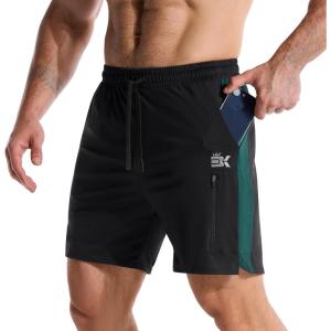 image:imageBROKIG Mens LightArmor Workout Shorts with Zip Pockets Quick Dry Breathable Tennis Running Short for Gym AthleticBlack