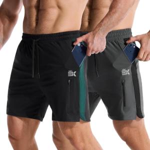 image:imageBROKIG Mens LightArmor Workout Shorts with Zip Pockets Quick Dry Breathable Tennis Running Short for Gym AthleticBlackDark Grey